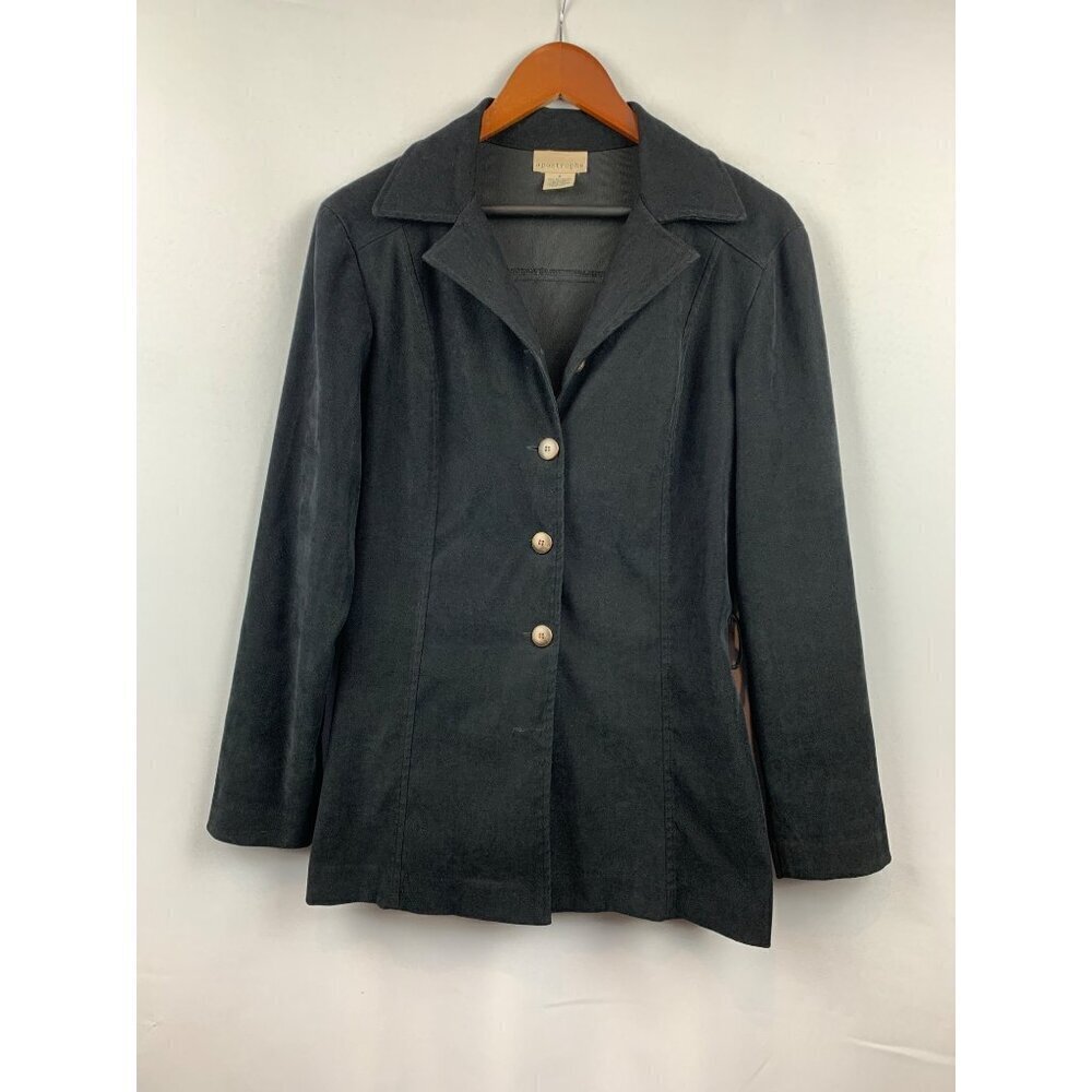 Apostrophe Womens Button-Up Blazer Jacket Size 6 Black